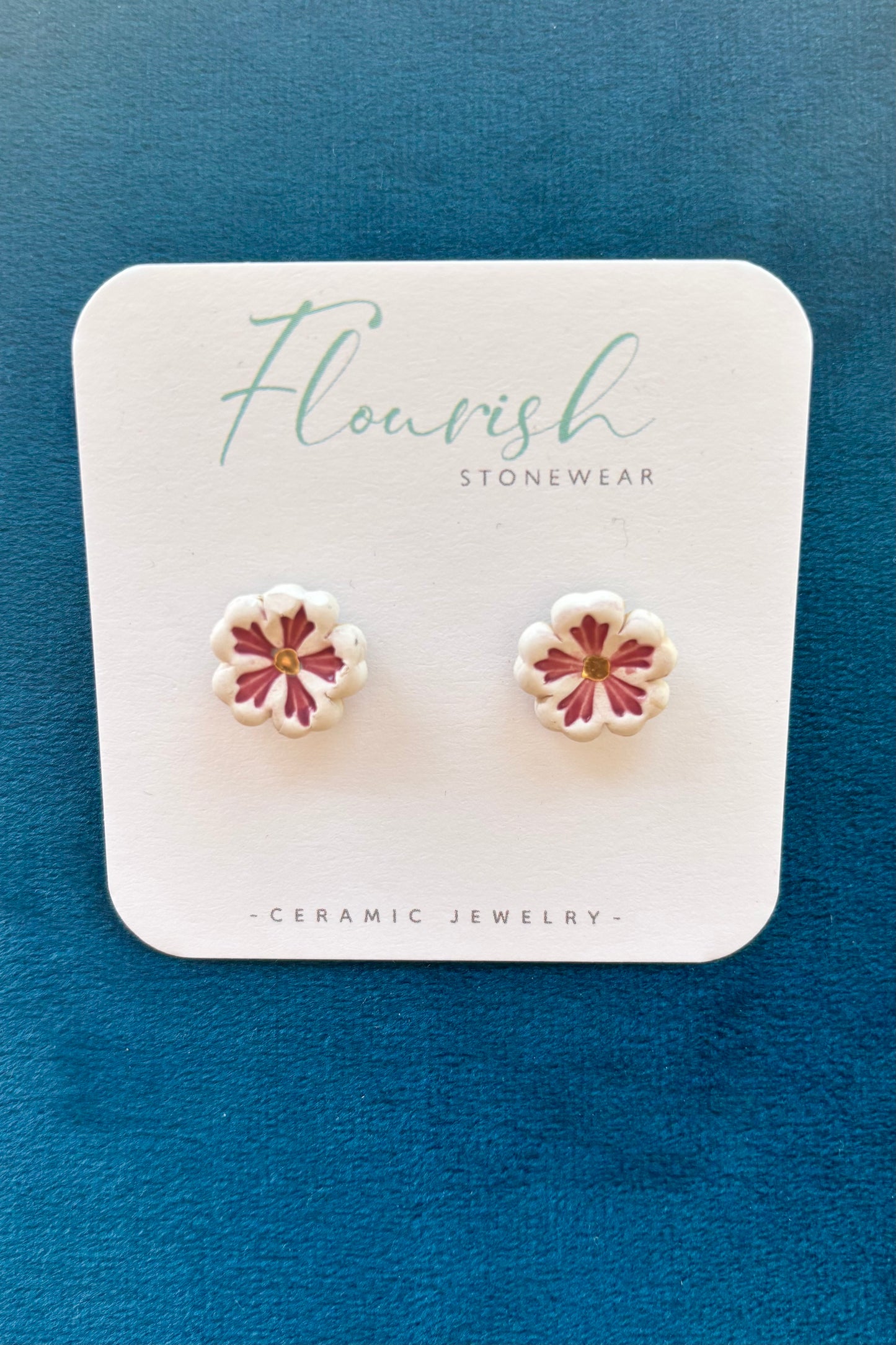 Pink Flower Studs