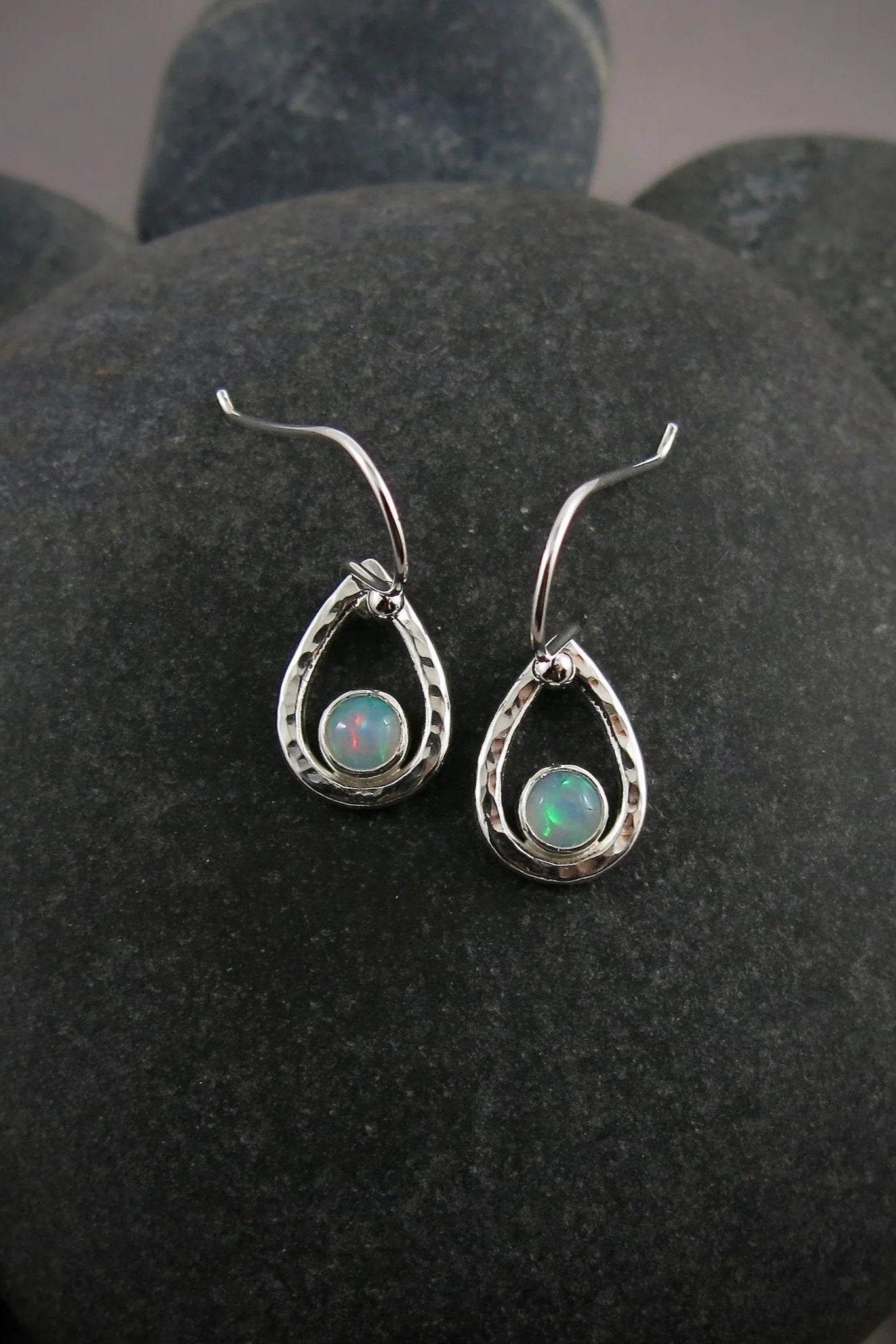 Welo Opal Raindrop Earrings • Sterling Silver