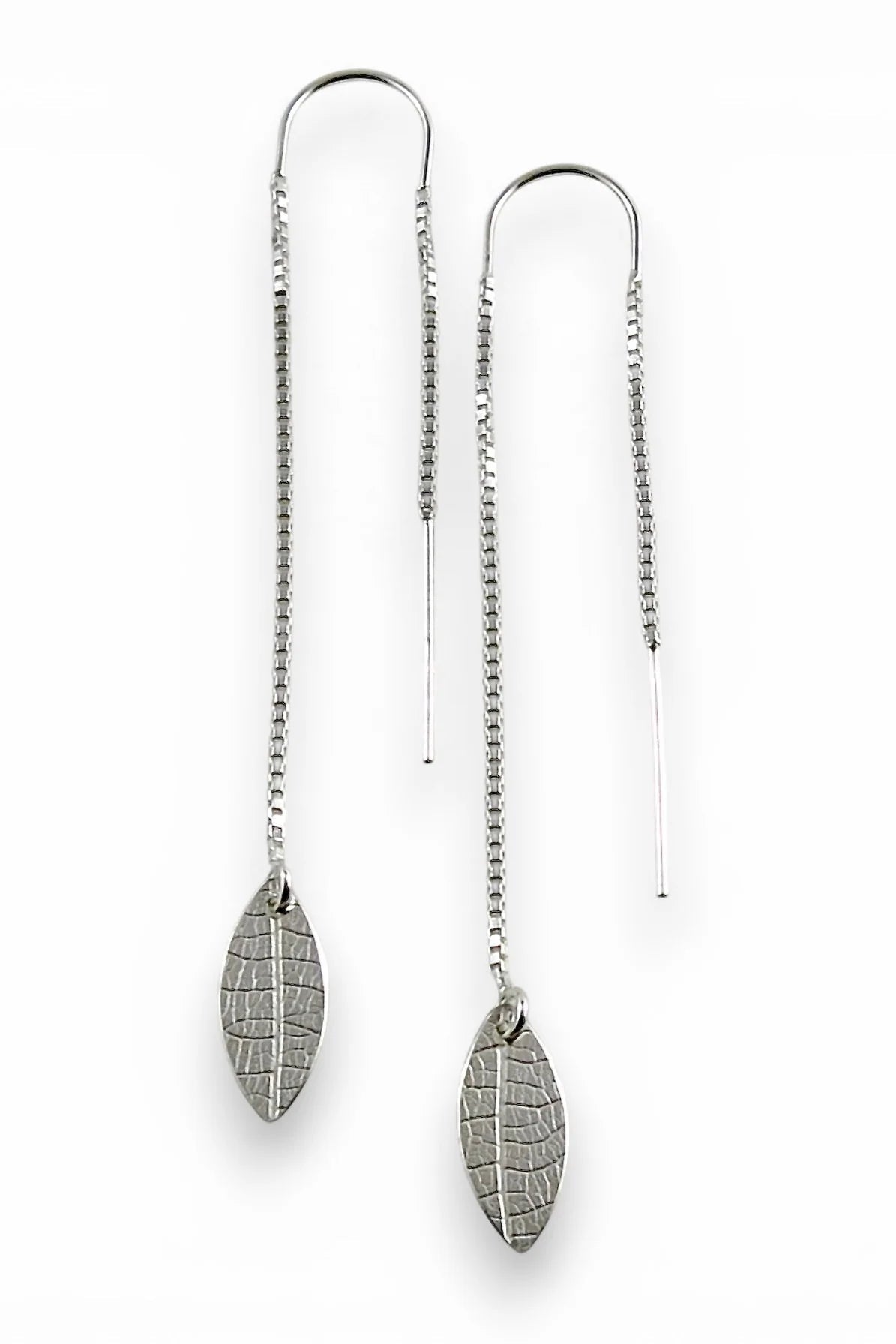 Little Leaf Threader Earrings • Sterling Silver