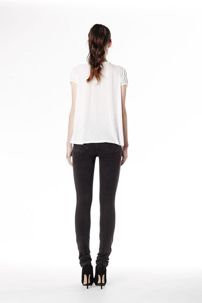 Recycled RACHEL Classic Rise Skinny Yoga Jeans, back view, brown/black colour, classic rise, skinny fit, 33-inch inseam,sizes 25-34, made in Canada