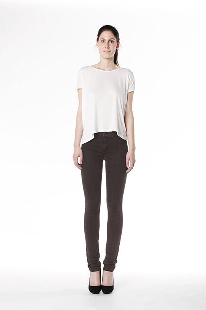 Recycled RACHEL Classic Rise Skinny Yoga Jeans, brown/black colour, classic rise, skinny fit, 33-inch inseam,sizes 25-34, made in Canada