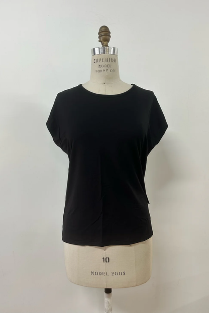 The Eowyn T-Shirt by Kollontai in Black is shown on a white mannequin against a white background.
