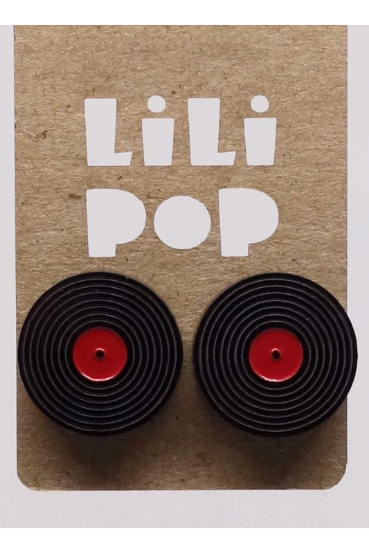 Lili0863 Vinyl Disc Stud Earrings