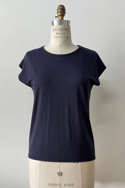 The Eowyn T-Shirt by Kollontai in Navy is shown on a white mannequin against a white 