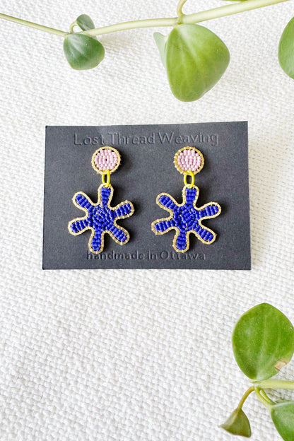 Beaded Asterisk Stud Dangle earrings