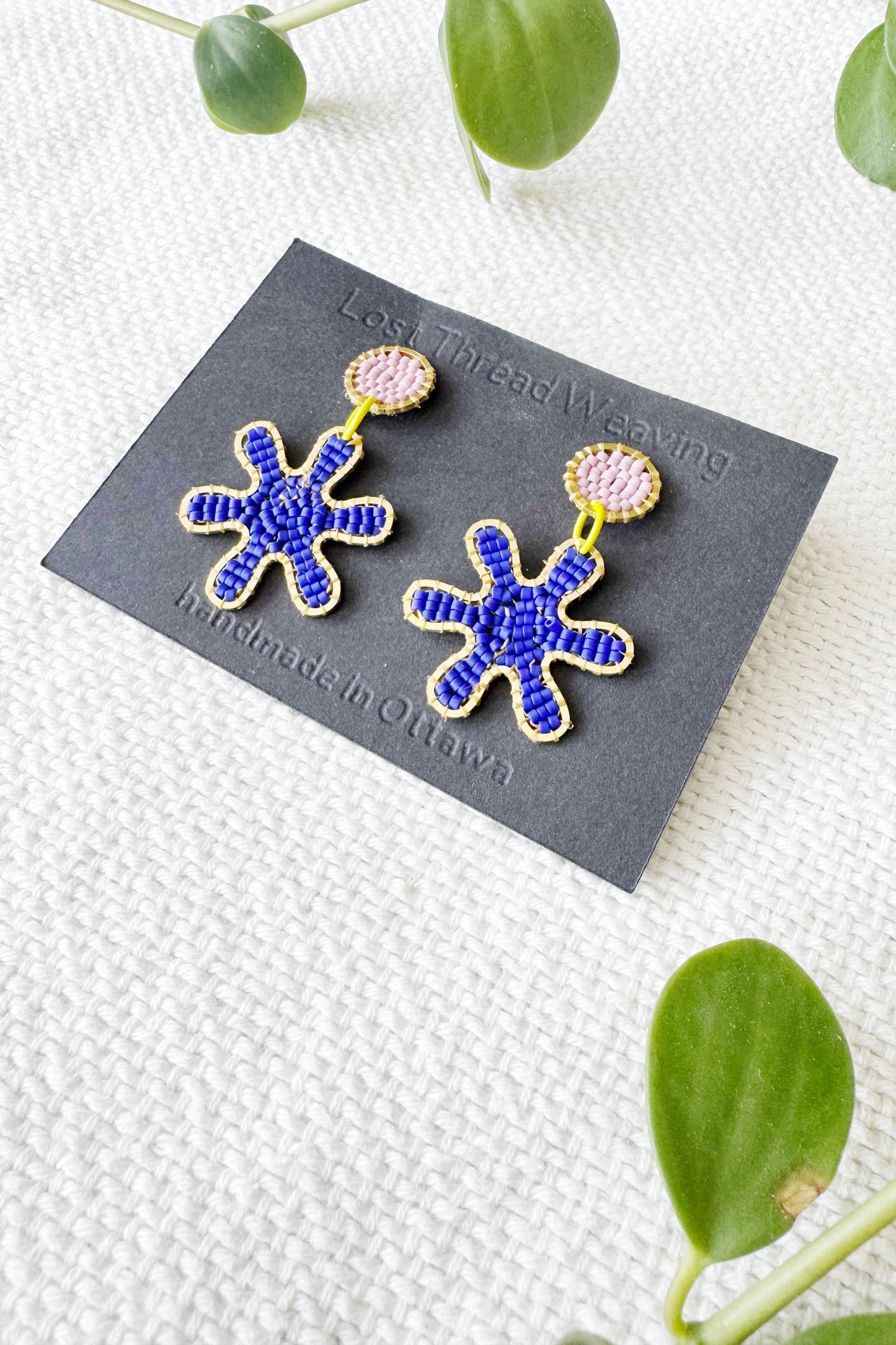 Beaded Asterisk Stud Dangle earrings