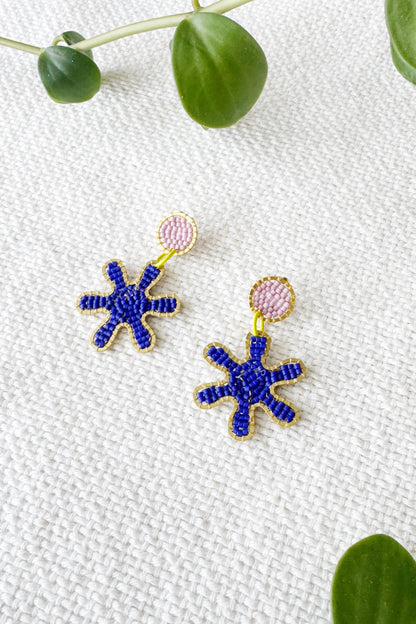 Beaded Asterisk Stud Dangle earrings