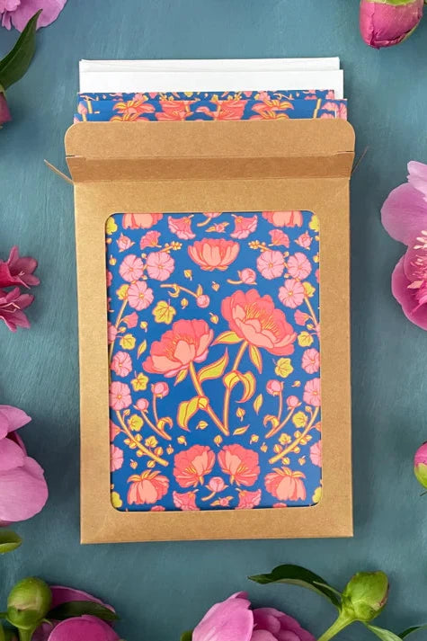 Peonies and Hollyhocks Floral Greeting Card
