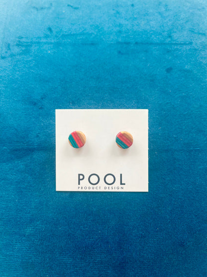 Small Round Repurposed Skateboard Stud Earrings