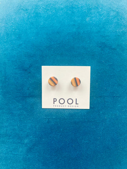 Small Round Repurposed Skateboard Stud Earrings