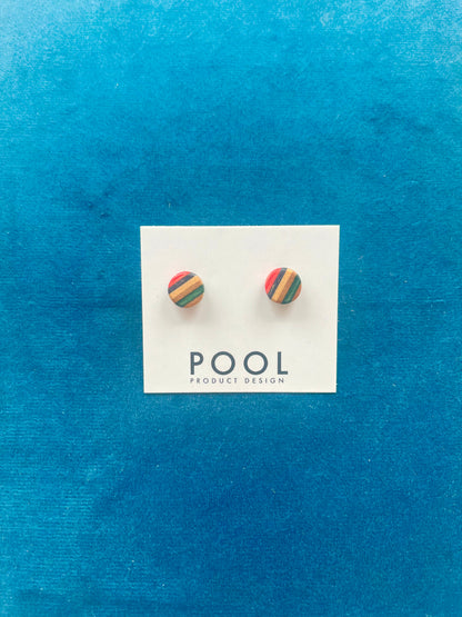 Small Round Repurposed Skateboard Stud Earrings