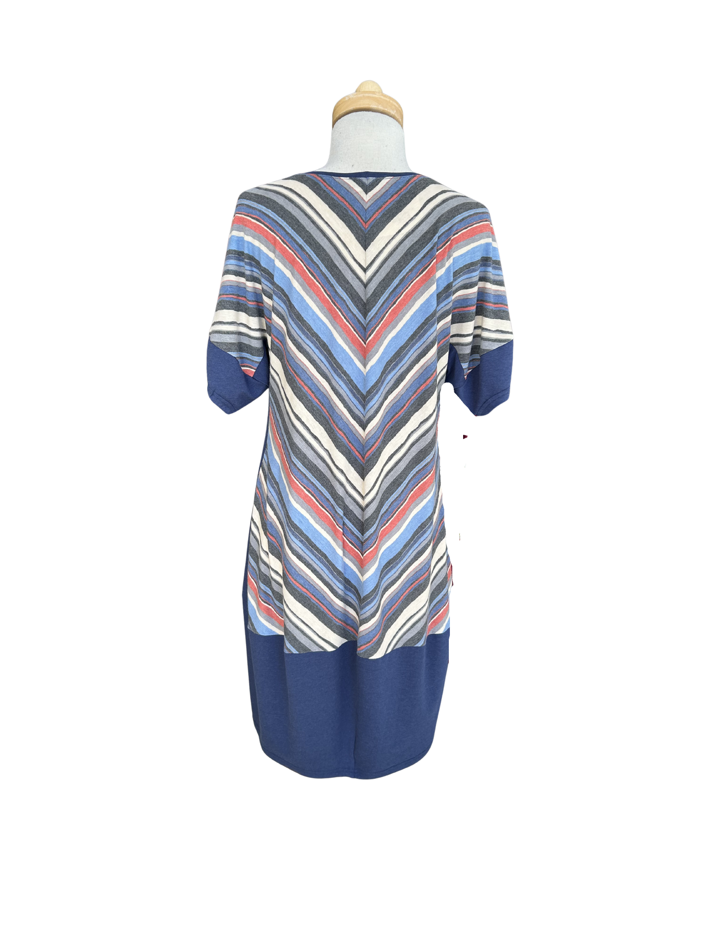A back view of the Brianna Dress by Solomia is shown on a mannequin against a white background. 