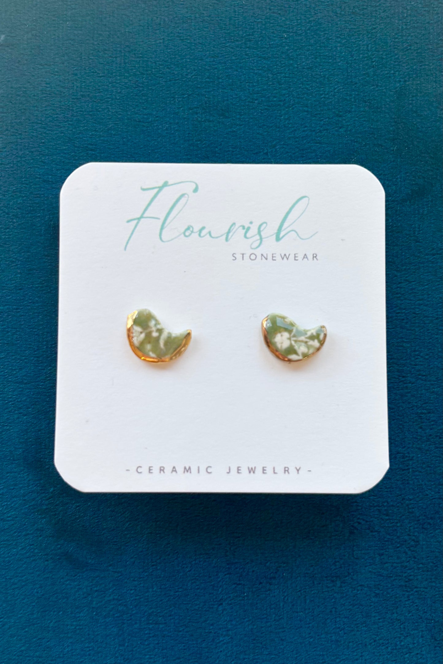 Ceramic Imprinted Bird Studs