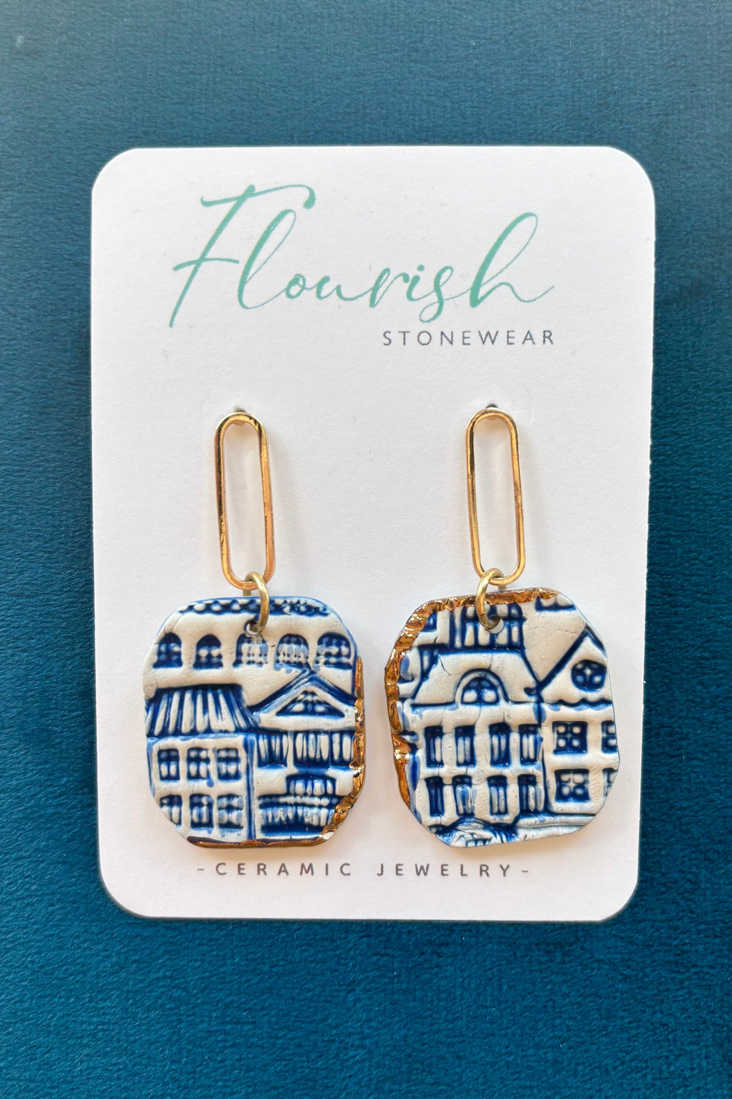 Square Imprint Dangle Earrings