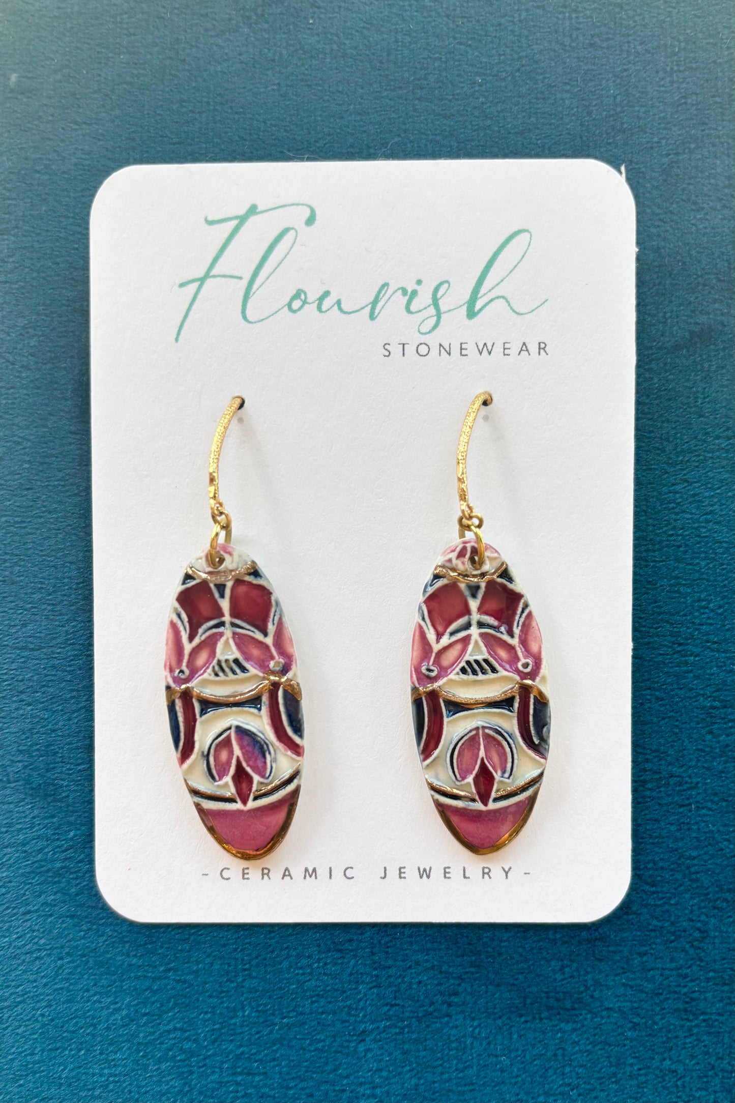 Long Ceramic Dangle Earrings