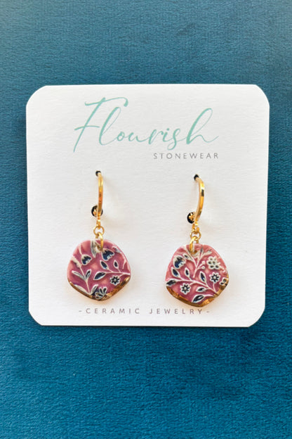 Floral Imprint Dangle Earrings
