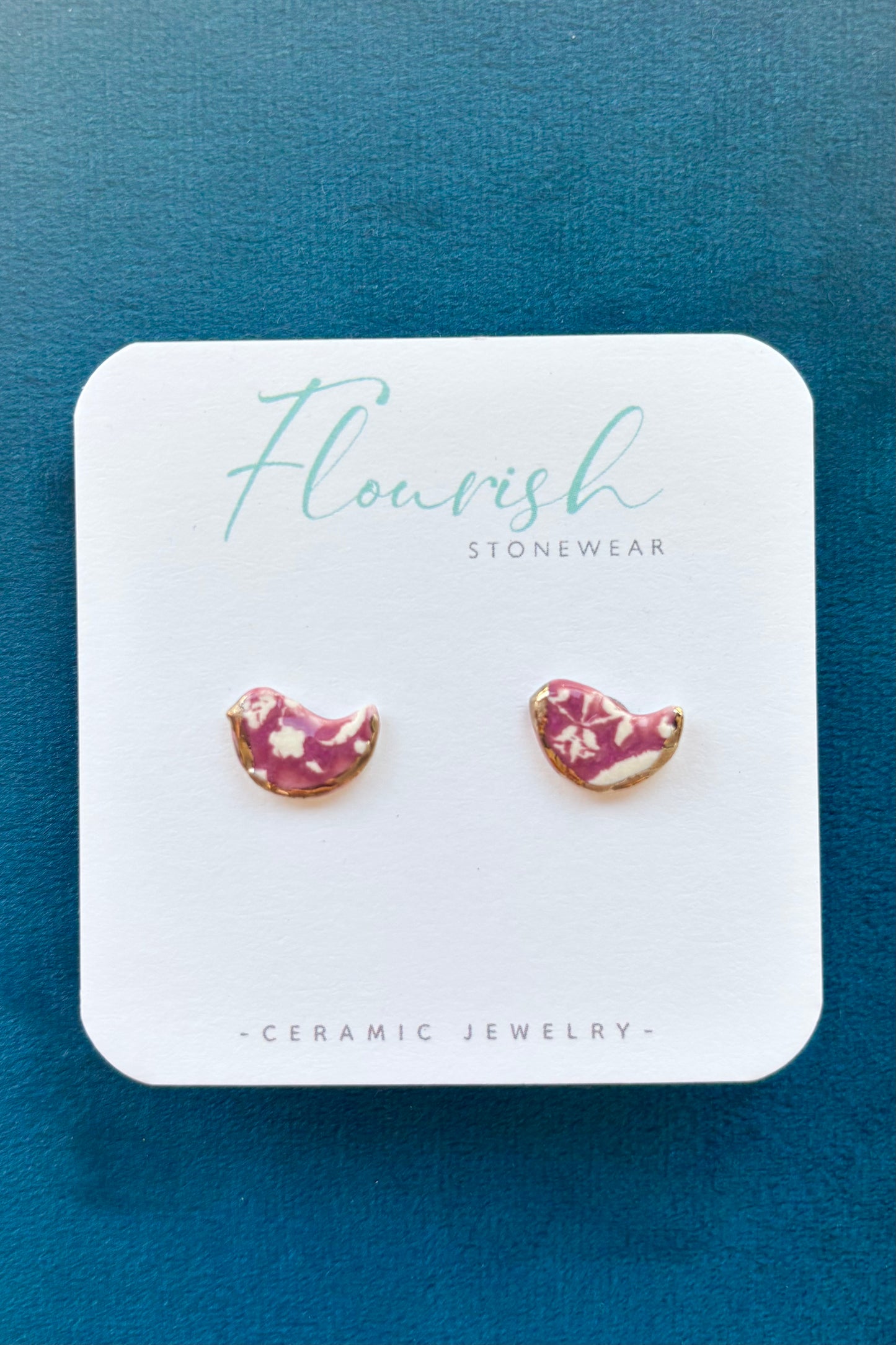 Ceramic Imprinted Bird Studs