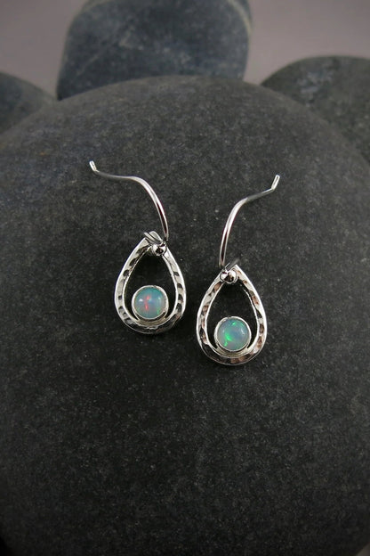 Welo Opal Raindrop Earrings • Sterling Silver