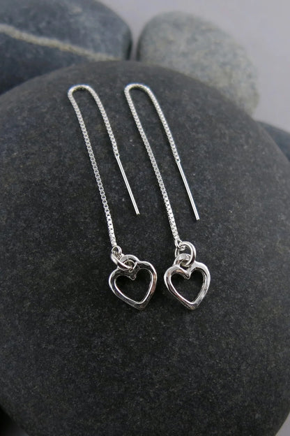 Open Heart Threaders Sterling Silver
