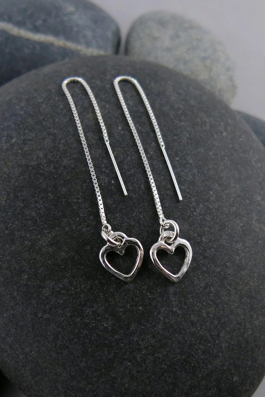 Open Heart Threaders Sterling Silver
