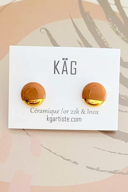 Round Ceramic and Gold Studs