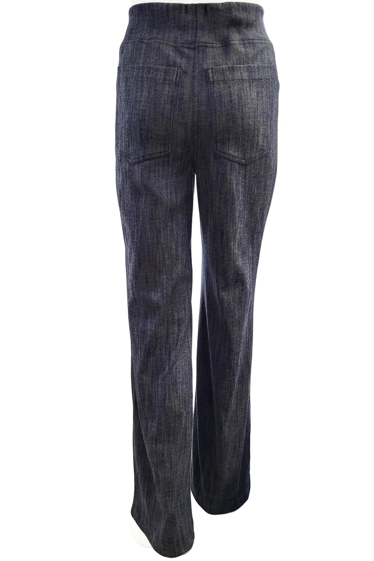 The Wade Vintage Denim Pants in Indigo by Mandala are shown on a mannequin against a white background