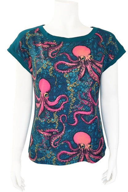 Mannequin wearing the Marina Deep Sea Tee from Mandala in Octopus pattern, against a white background