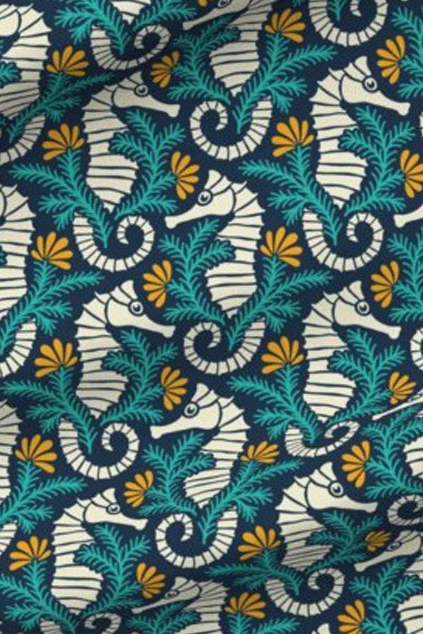 Mandala Deep Sea Tee, Seahorse pattern swatch 