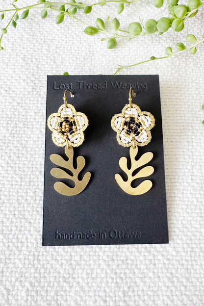 Blossom Dangle Earrings - Wide Brass Frame