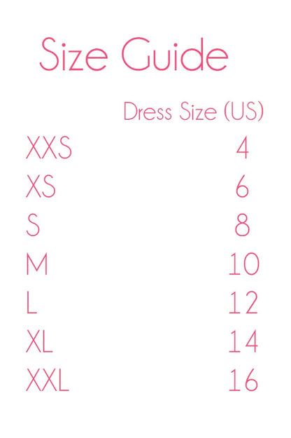 Desserts and Skirts Size Chart