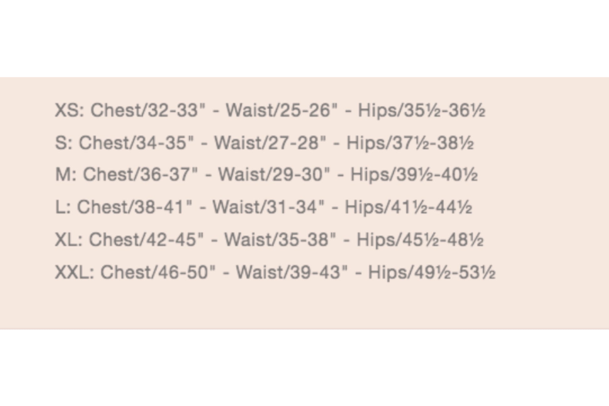 Eve Lavoie Size Chart