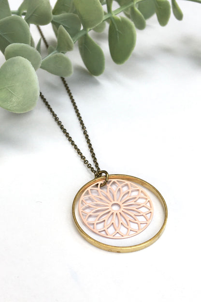 Filagree Brass Circle Necklace