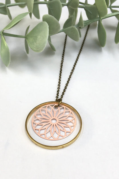 Filagree Brass Circle Necklace