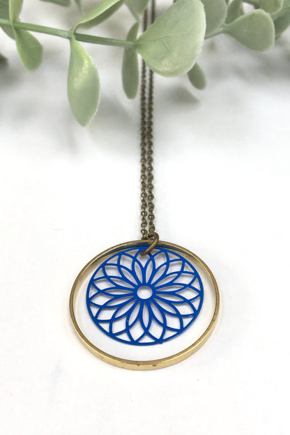 Filagree Brass Circle Necklace