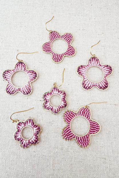 Mod Colour Pop Beaded Flower Earrings - Small