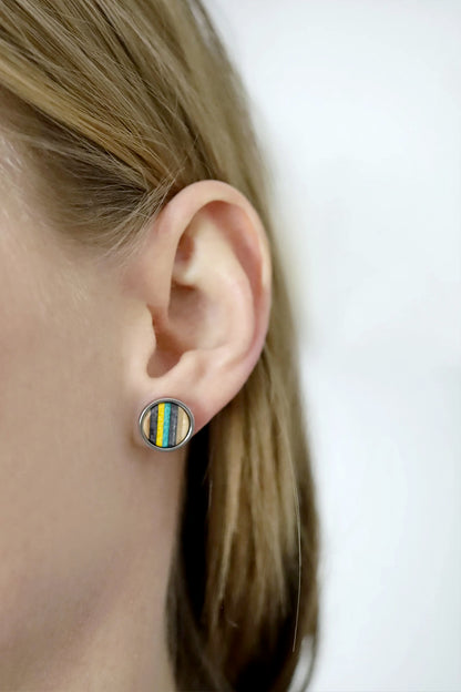 Round Stud Bezel Earrings