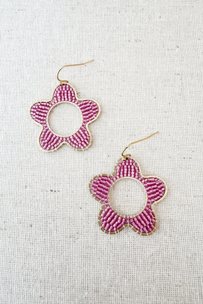 Mod Colour Pop Beaded Flower Earrings