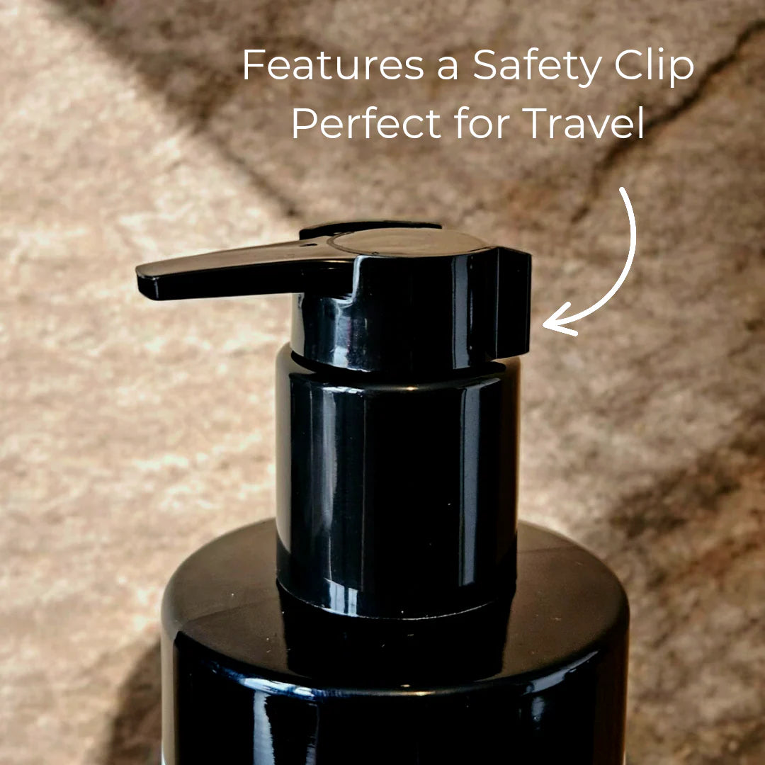 Detail of the lid and safety clip on the Daily Glow face cleanser by Stay Wild Apothecary 