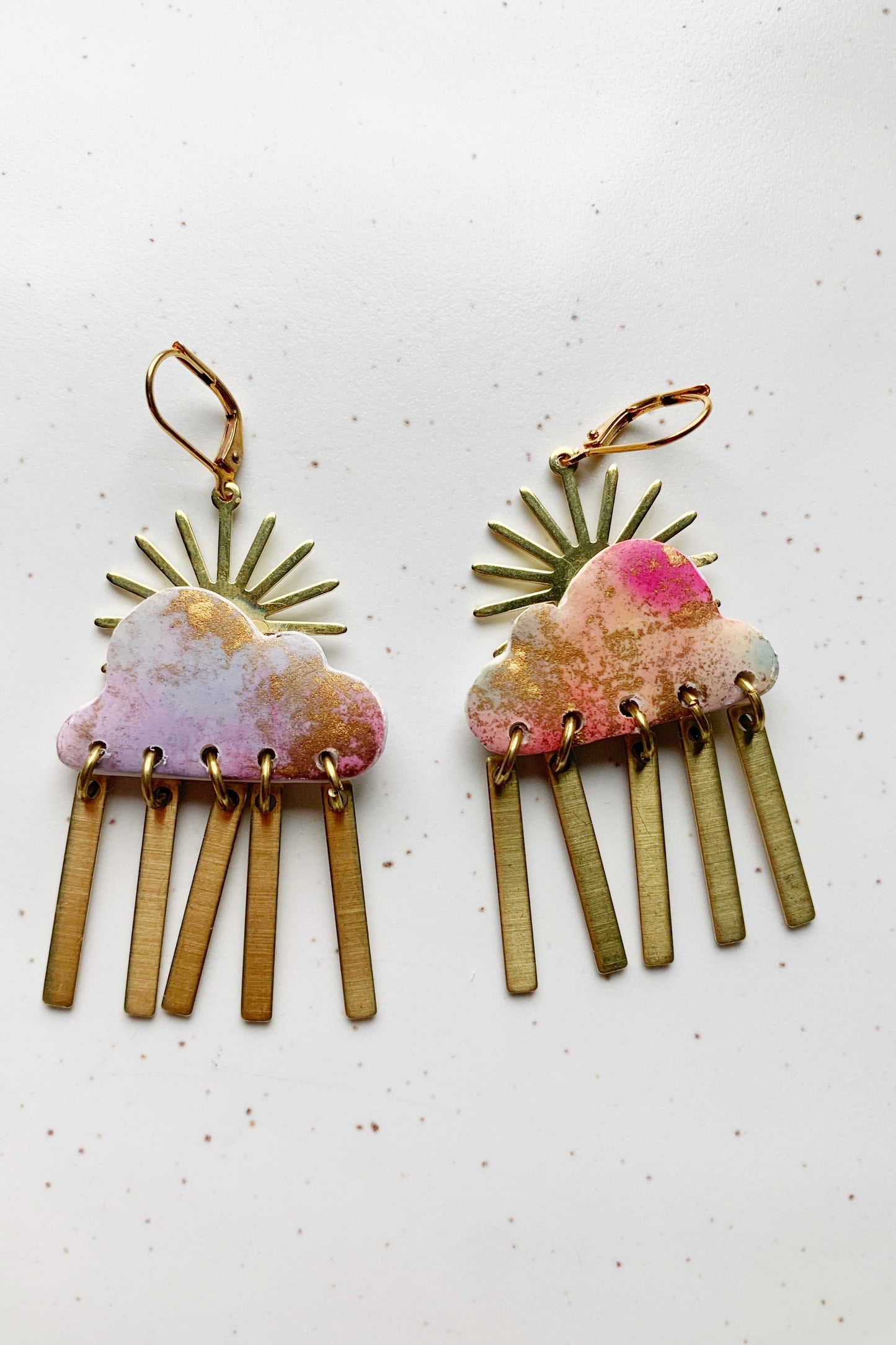 Large Rainbow Sunny Raincloud Dangle earrings