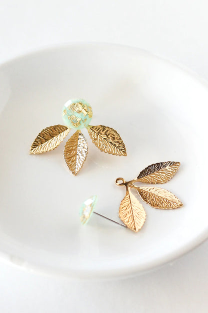 Gold Flake Leaf Ear Jackets