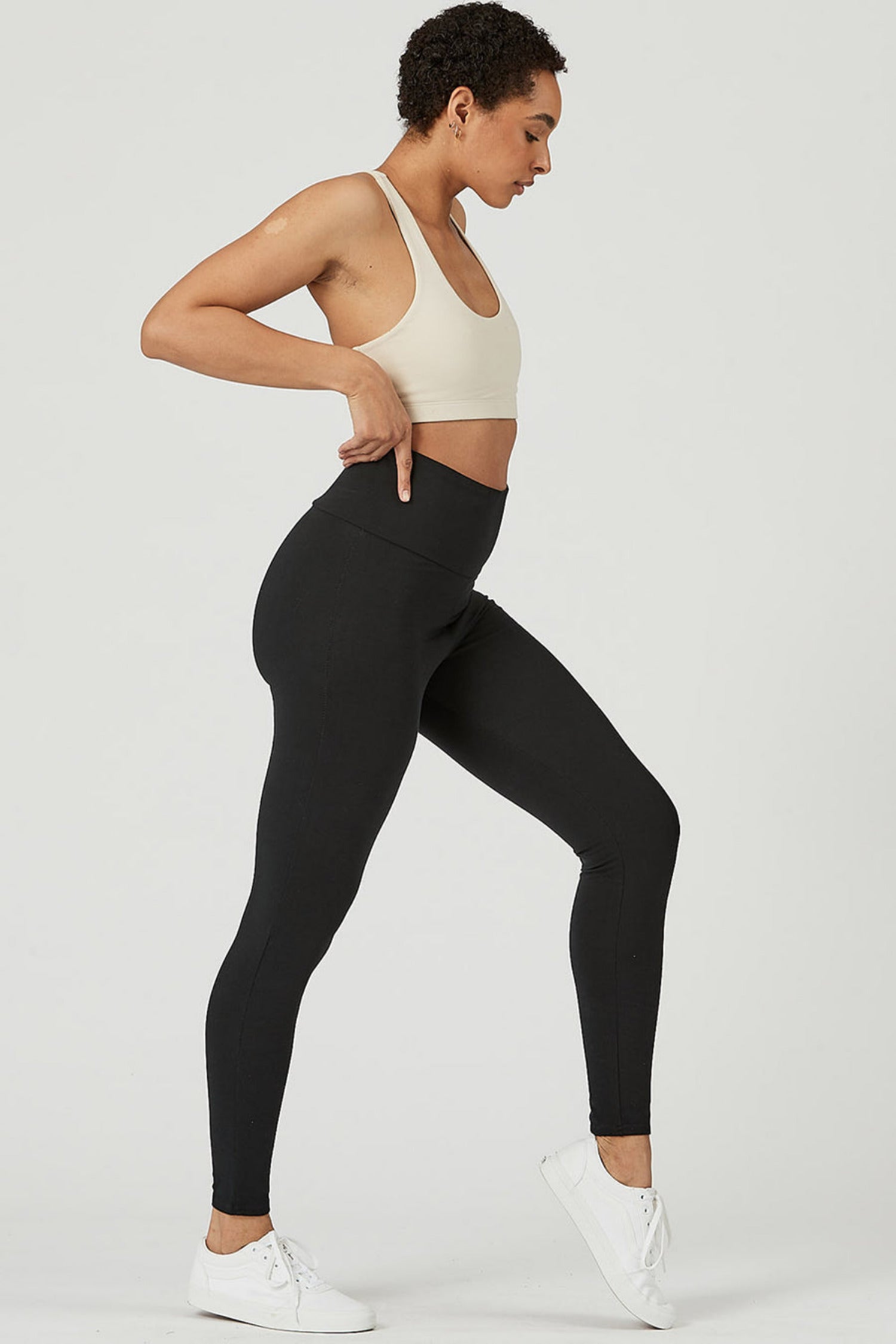 Paris Leggings by Advika, Black, high waistband, cotton, sizes XS to XXL, made in Montreal