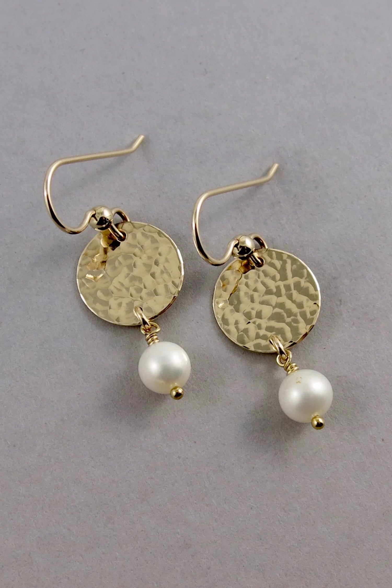 Pearl Moondrop Earrings - White Freshwater Pearls and 14k gold-fill by Mikel Grant, made in Sechelt BC
