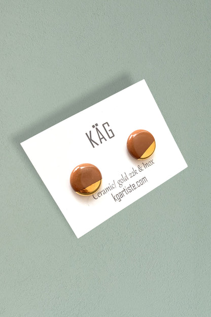 Round Ceramic and Gold Studs
