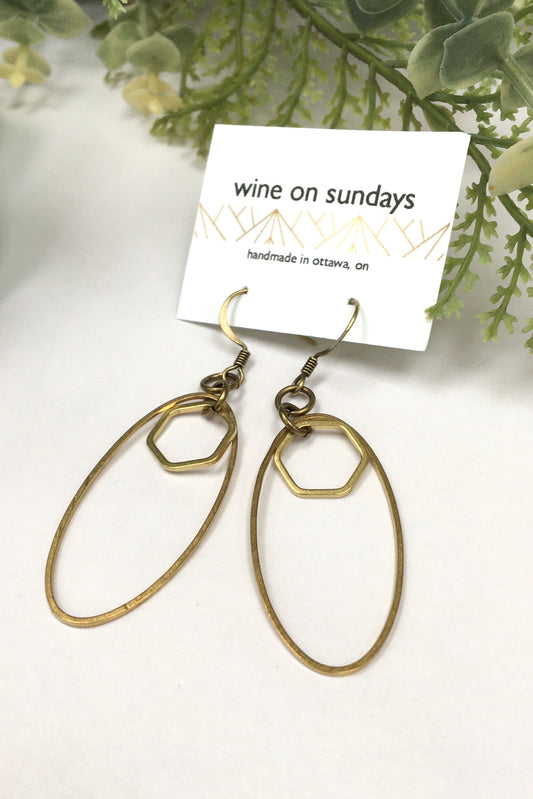 Simple Brass Oval Earrings